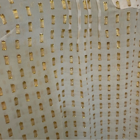 Lilly Pulitzer White and Gold metallic dot crepe Women's blouse sheer size XL - Picture 7 of 8